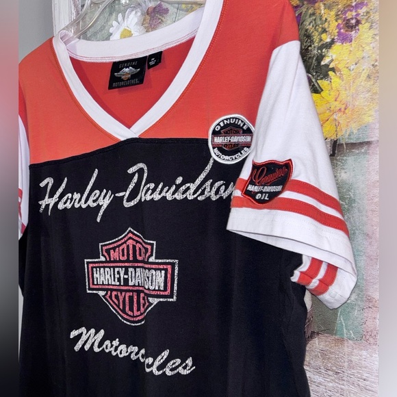 Authentic Harley Davidson Women’s 2X Racing Shirt Embroidered Patches - Picture 2 of 6